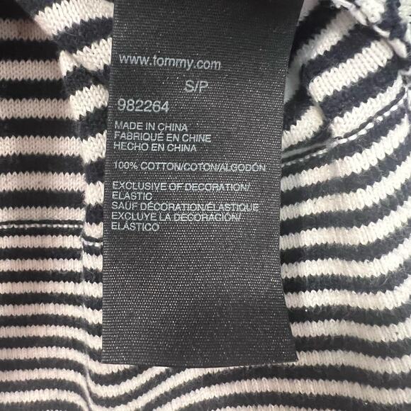 Tommy Hilfiger Women's Vneck Striped Cotton Sweater Navy and White‎ Size S - Picture 4 of 10